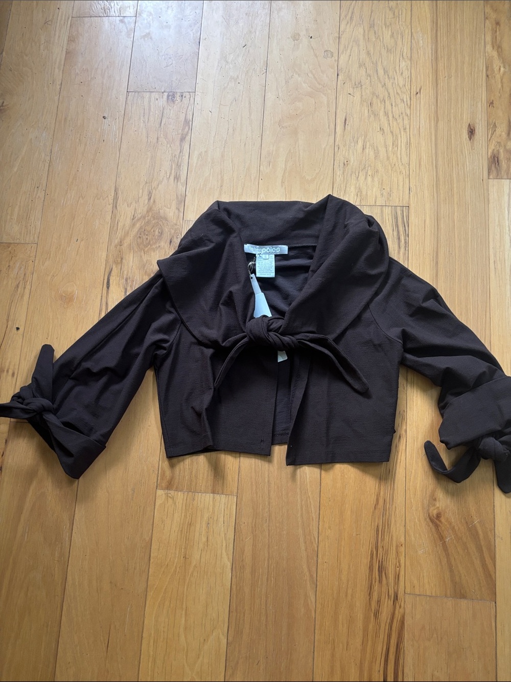 Tehen par Poles Cropped Tie-Front Jacket in Brown size small nwt